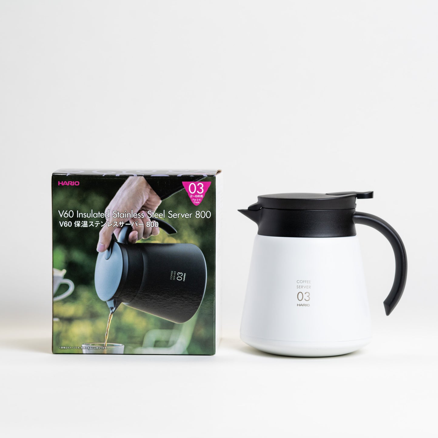 Hario V60 Insulated Steel Server 03 (Black / White)